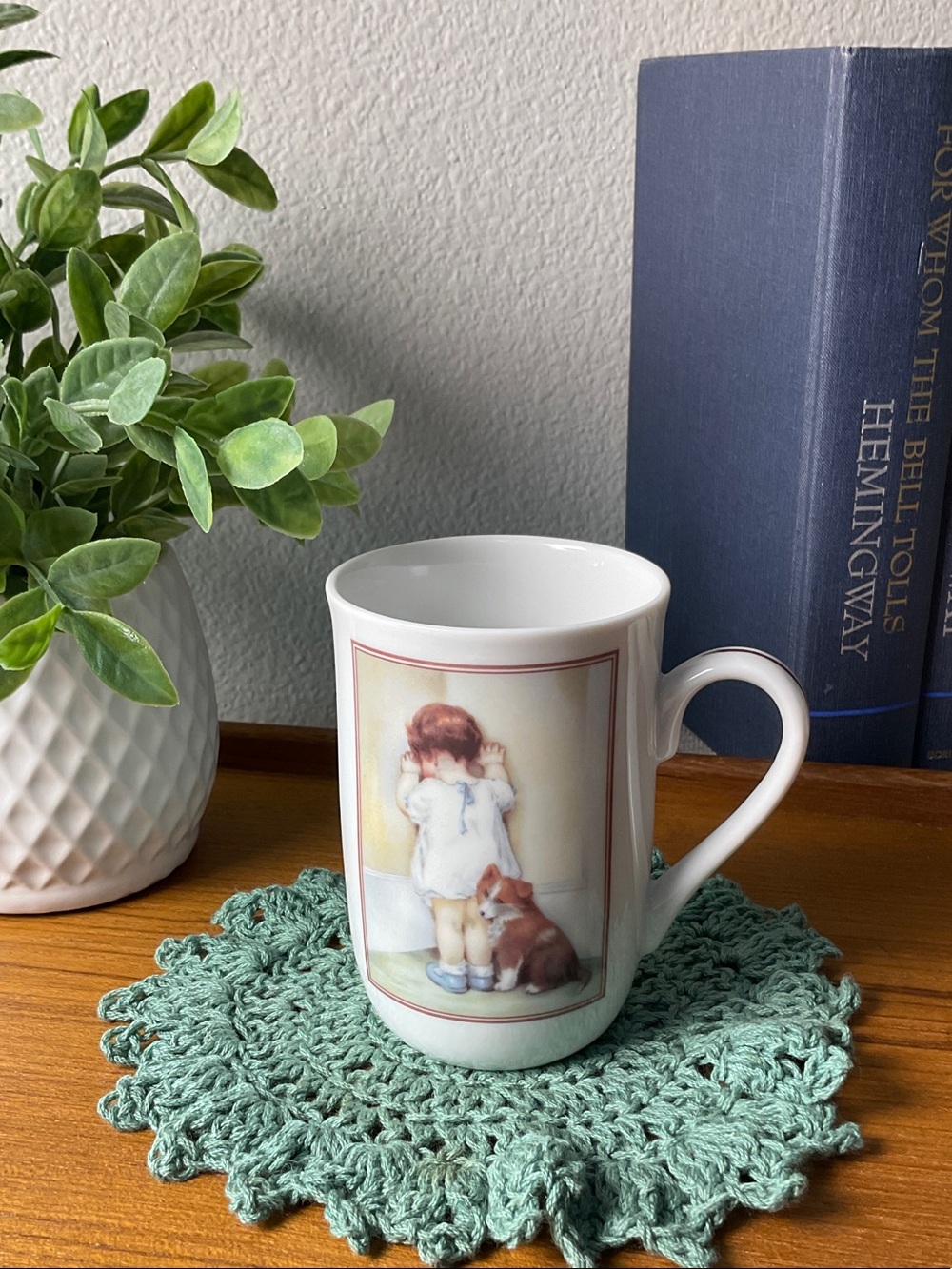 Vintage Bessie Pease Gutmann In Disgrace Mug Rusty Dog Child 1985 Collectible